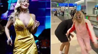 Havalimanında bir hayli eğlendi! İrem Derici'den ilginç dans