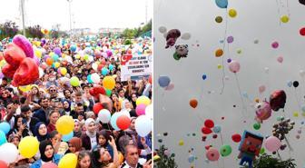 Kanseri yenen Ali Asaf için binlerce balon gökyüzüne bırakıldı