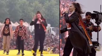 Ebru Yaşar, Galatasaray'ın şampiyonluk kutlamasında kızı ve oğluyla sahneye çıktı