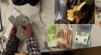 Papara operasyonunun görüntüleri! Balya balya para çıktı