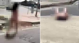 Caddenin ortasında çırılçıplak yürüdü, sonra kaldırıma uzandı