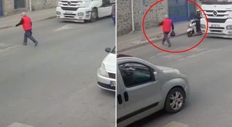 Yaşlı adama kimse yol vermedi, en sonunda motosikletli çarptı