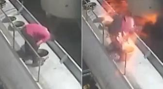 Ağzında sigara ile açtığı tanker kapağı bomba gibi patladı