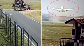 Hindistan'daki uçak kazasından yeni görüntüler! Saniyeler içinde çakılmış