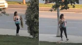İstanbul'da gündüz vakti fuhuş pazarlığı! Kimseye aldırış etmeden iç çamaşırını gösterdi