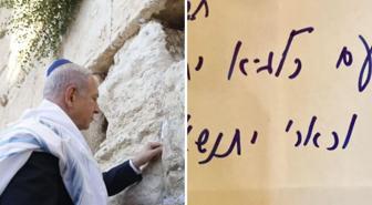 Netanyahu saldırı öncesi Ağlama Duvarı'na Tevrat ayeti bıraktı
