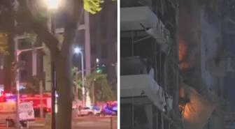 Tel Aviv'de İran'ın vurduğu binada yangın çıktı