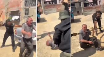 Yaşlı adamı ellerine geçirdikleri sopalarla acımasızca dövdüler
