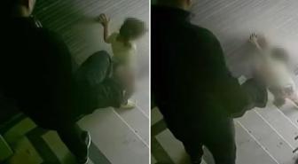 Öz evladına merdivenlerde tekme atan sözde baba gözaltına alındı