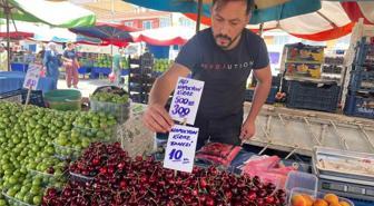 Kiraza 'Tanesi 10 TL' etiketi yazan pazarcı konuştu: Çarpıtıldı