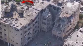 İsrail'deki büyük enkaz dron kamerasına böyle yansıdı