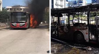 Facianın eşiğinden dönüldü! Halk otobüsü alev alev yandı