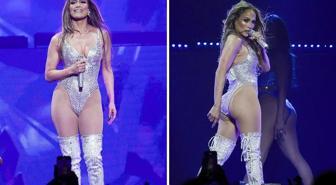 Jennifer Lopez, cesur sahne kıyafetiyle Madrid'i salladı