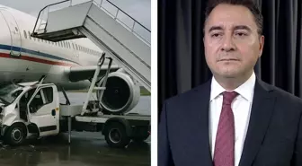Ali Babacan'ın yolculuk yapacağı uçağa merdiven aracı çarptı