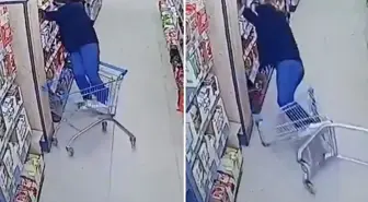 Zincir markette kahreden görüntüler! Rafları düzenlerken kabusu yaşadı