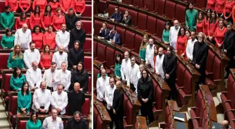 İtalya’da muhalefet vekilleri, parlamentoya Filistin bayrağının renklerini taşıyan kıyafetlerle girdi