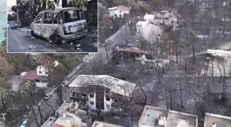Çanakkale'de yanan villalar sabahın ilk ışıklarıyla görüntülendi