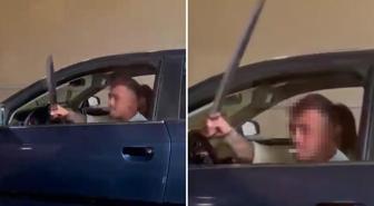 Camdan kılıç savurup trafikte terör estirdi