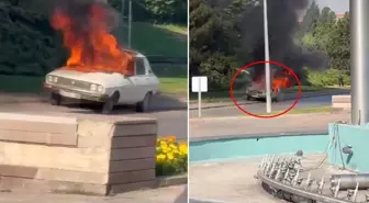 TBMM önünde beyaz Toros yakıldı