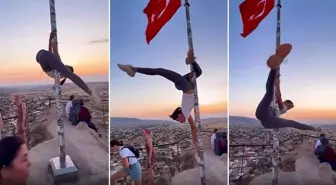 Türk bayrağında direk dansı! Görüntüler Valiliği harekete geçirdi