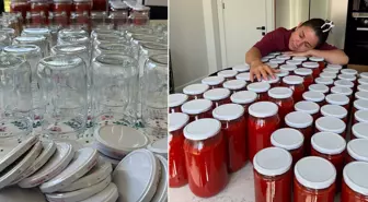 12 kilo veren Merve Özbey'den kış hazırlığı! Kavanozlarca domates sosu yaptı