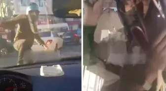 Trafikte tartıştığı sürücünün aracına saldırdı! O anlar kameralarda