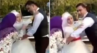Düğüne damga vuran hareket! Gelin, bunu hiç beklemiyordu