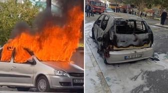 Dini nikahla birlikte yaşadığı adamın otomobilini ateşe verdi
