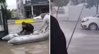 Felaketi bile eğlenceye çevirdiler! Selin vurduğu şehirden ilginç görüntüler