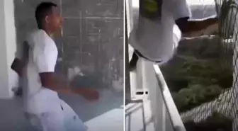 Kendi yaptığı balkon filesini böyle test etti