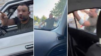 Trafik magandası kadınlara dehşeti yaşattı! Hakaret yağdırıp aracı yumrukladı