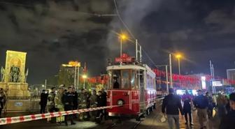 Taksim tramvayında korkutan yangın