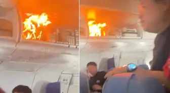Havadaki uçağın kabininde yangın çıktı