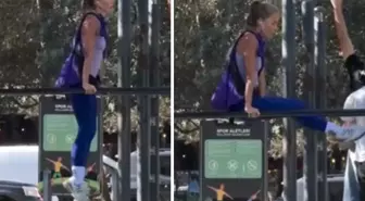 Bade İşçil, parkta spor yaparken görüntülendi