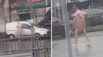 Araçlara saldıran çıplak adam, trafiği felç etti