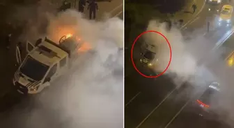 Kartal'da seyyar satıcı zabıta aracını ateşe verdi