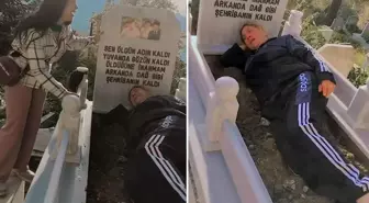 Eşinin mezarında toprağın üstüne yatarak hüngür hüngür ağladı