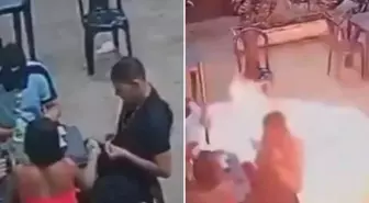 Kibriti yere attı, ortalık cehenneme döndü! Dehşet anları kamerada