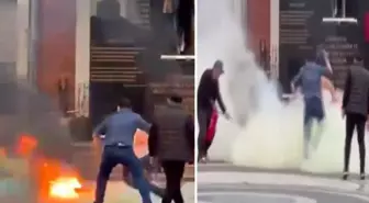 Dehşet anları! Kaymakamlığın önüne geldi, kendini ateşe verdi