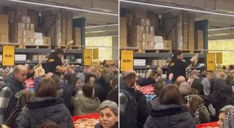 Zincir market indirim yaptı, vatandaşlar birbirini ezdi