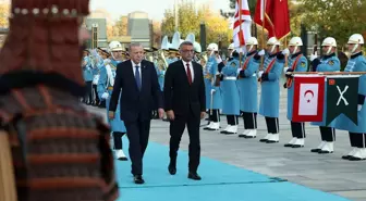 Cumhurbaşkanı Erdoğan, KKTC Cumhurbaşkanı Tufan Erhürman'ı resmi törenle karşıladı