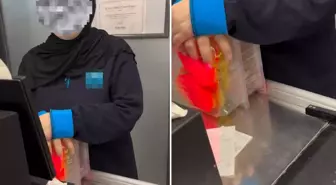 Zincir markette pes dedirten olay: Çalışan kayda alındığını fark edince kaçtı