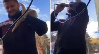 Ezan okuyan imamın davetsiz misafiri kamerada