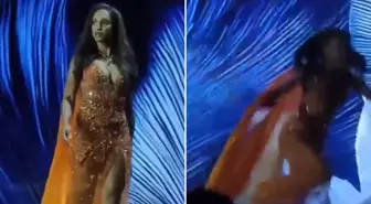 Kainat Güzeli Yarışması'nda Jamaikalı güzel sahneden düştü