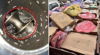 Şarküteriden kurtlanmış kıyma makinesi çıktı