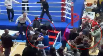 Boks turnuvasında kavga ring dışına taştı, yumruklar havada uçuştu
