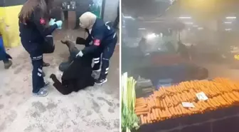 Kapalı pazarda yangın paniği! Bir kişi hastanelik oldu
