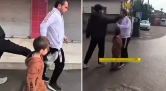 Çocuğunun gözü önünde tekme tokat dövdü