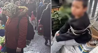 Pazarda eşofman çalan çocuğu iple bağladı: Seni anadan doğma edeceğim