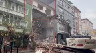 Böyle yıkım görülmedi! 4 katlı binanın en üst katı ayakta kaldı